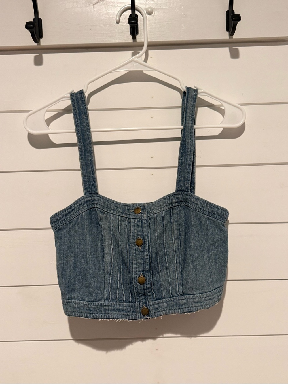 GAP 1969 Chambray Denim Crop Top Bustier Boho Western Festival size 4‎